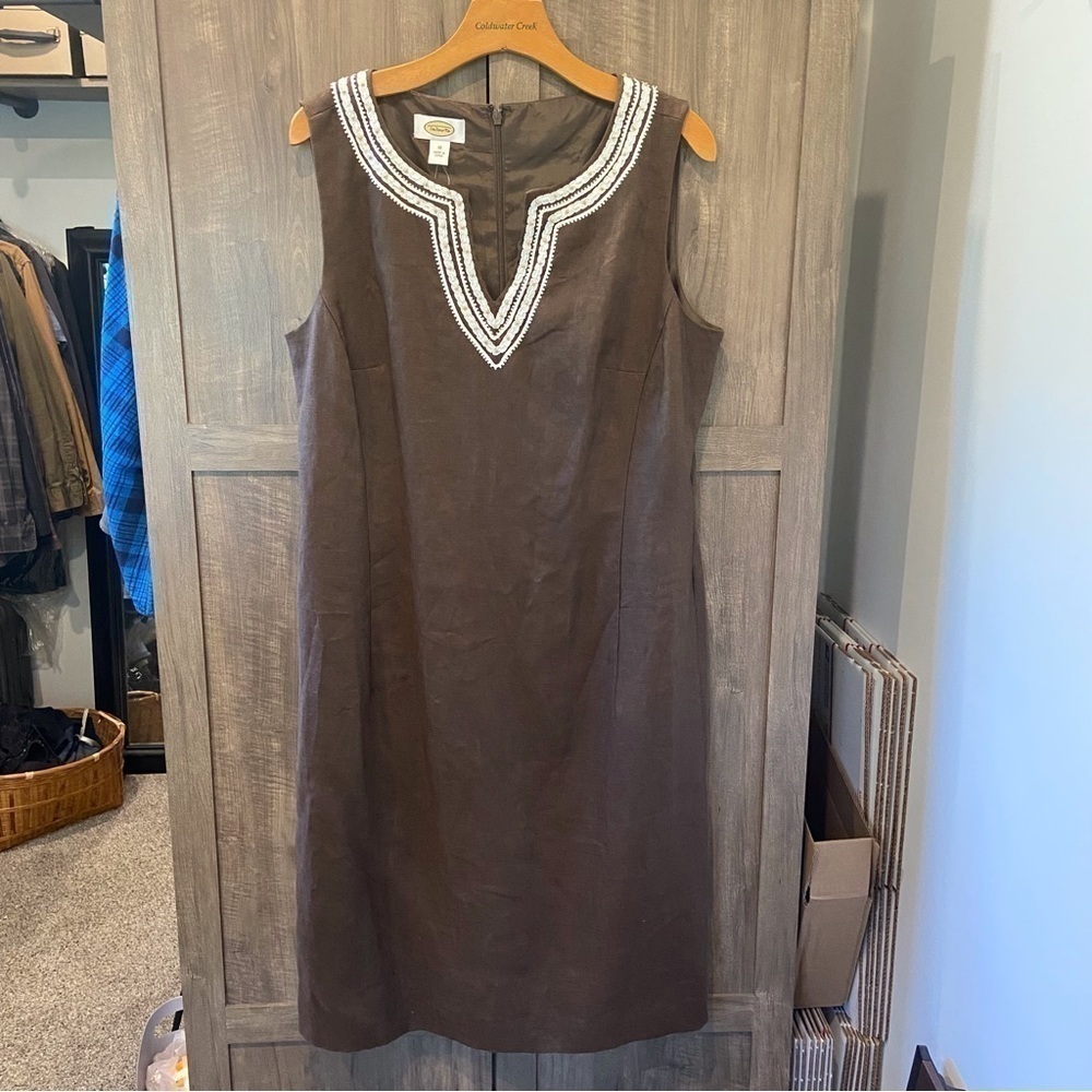 NWT Talbots Vintage Linen Shift Dress Sleeveless size 16